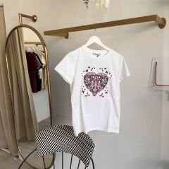 CDıor NAKIŞ LOGO DETAYLI T-SHIRT