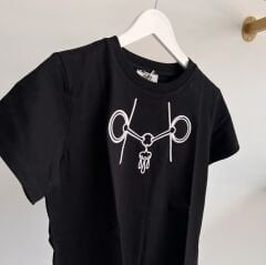 H*rmes NAKIŞ LOGO DETAYLI SİYAH T-SHIRT