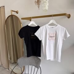 H*rmes NAKIŞ KABARTMALI LOGO DETAYLI  T-SHIRT
