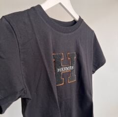 H*rmes NAKIŞ KABARTMALI LOGO DETAYLI  T-SHIRT