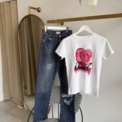 Ch*nel BASKI LOGO DETAYLI BEYAZ T-SHIRT