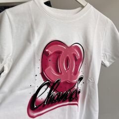 Ch*nel BASKI LOGO DETAYLI BEYAZ T-SHIRT