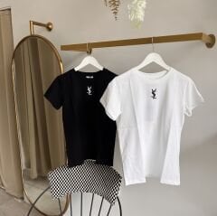 YSL NAKIŞ LOGO DETAYLI T-SHIRT