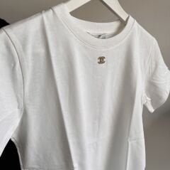 Ch*nel METAL TAŞLI LOGO DETAYLI T-SHIRT