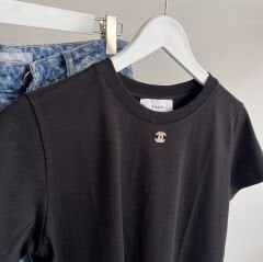 Ch*nel METAL TAŞLI LOGO DETAYLI T-SHIRT