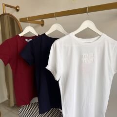 Miu APLİKE LOGO DETAYLI PREMIUM T-SHIRT