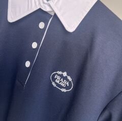 Pr*da POLO YAKA NAKIŞ LOGO DETAYLI PREMIUM T-SHIRT