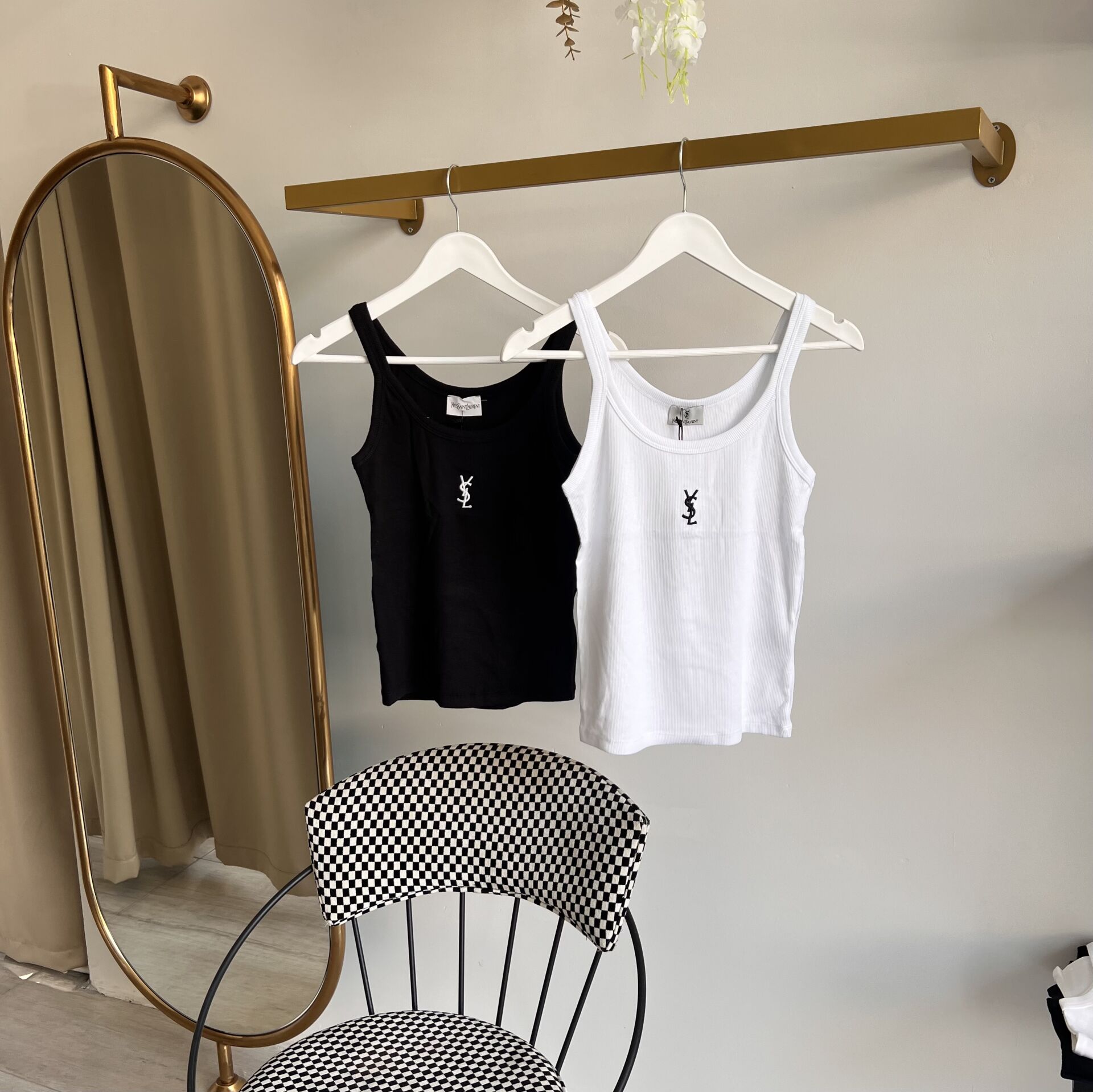 YSL NAKIŞ LOGO DETAYLI FİTİLLİ ATLET