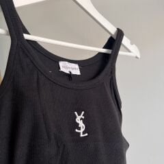 YSL NAKIŞ LOGO DETAYLI FİTİLLİ ATLET