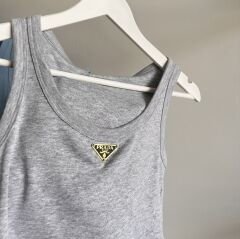 Pr*da METAL  LOGO DETAYLI FİTİLSİZ CROP