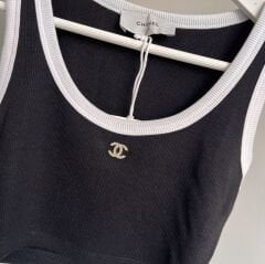 Ch*nel  METAL TAŞLI LOGO DETAYLI FİTİLLİ CROP