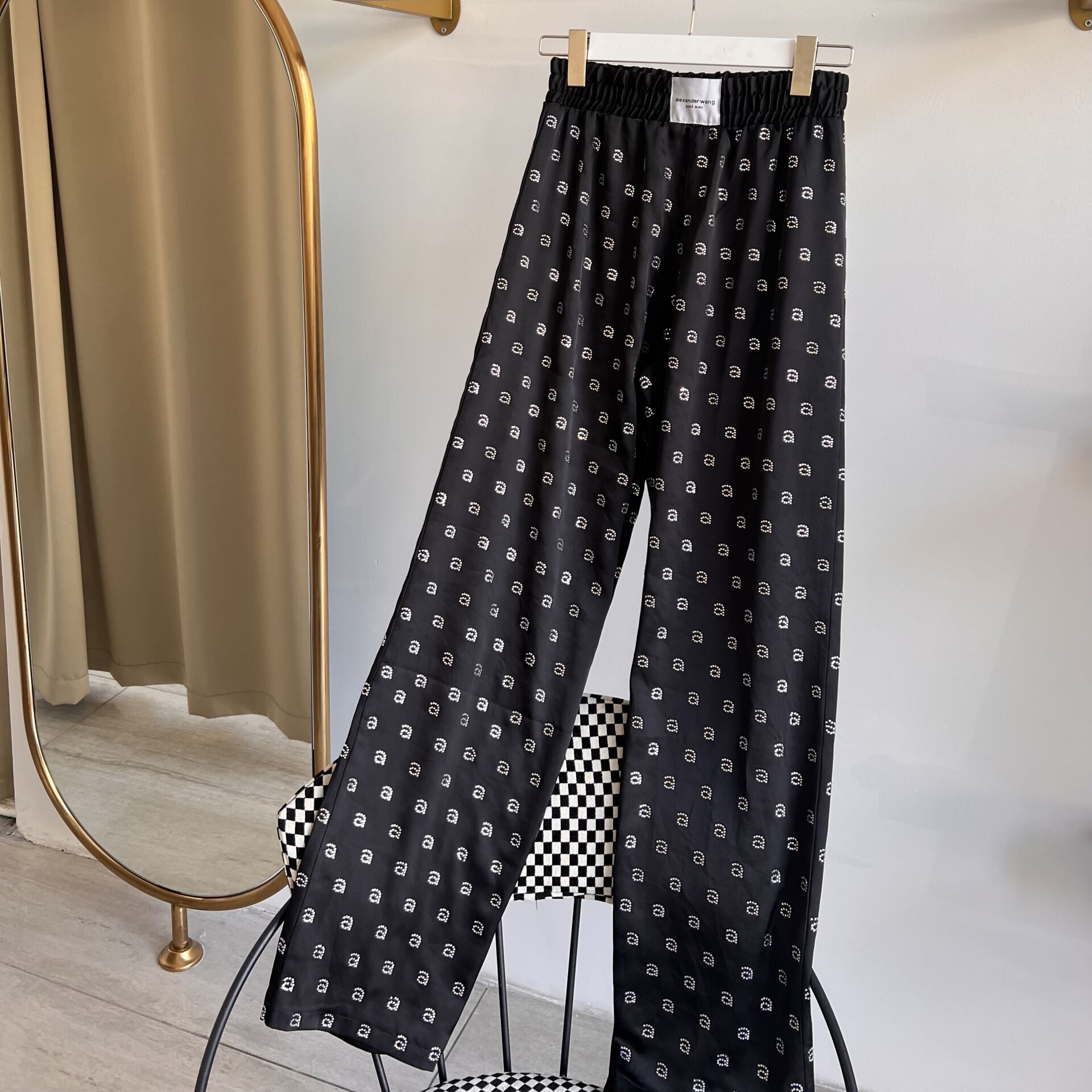 Al*xander Wang a LOGO DETAYLI TAŞLI SATEN PANTOLON